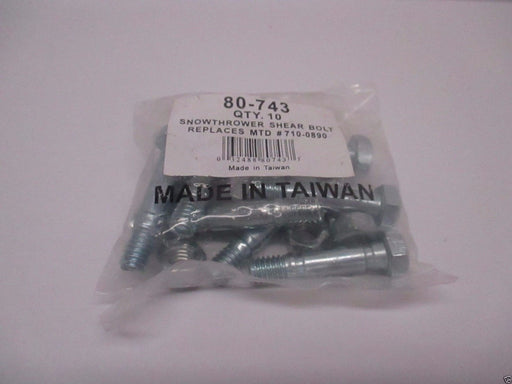 10 Pack Oregon 80-743 Snow Blower Shear Pin & Nut for MTD 710-0890A 910-0890A