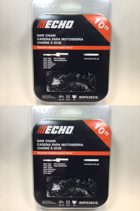 2 PK Genuine Echo 90PX39CQ 10" .043 3/8" Low Profile 39 DL Saw Chain Loop OEM