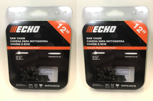 2 PK Genuine Echo 90PX45CQ 12" .043" 3/8" Low Pro Microlite Saw Chain Loop OEM