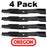 4 Pack Oregon 91-218 Mower Blade Fits Bobcat 32022