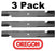 3 Pack Oregon 91-482 Mower Blade Fits Everide 181026