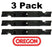 3 Pack Oregon 91-531 Mower Blade for Grasshopper 320243 320245