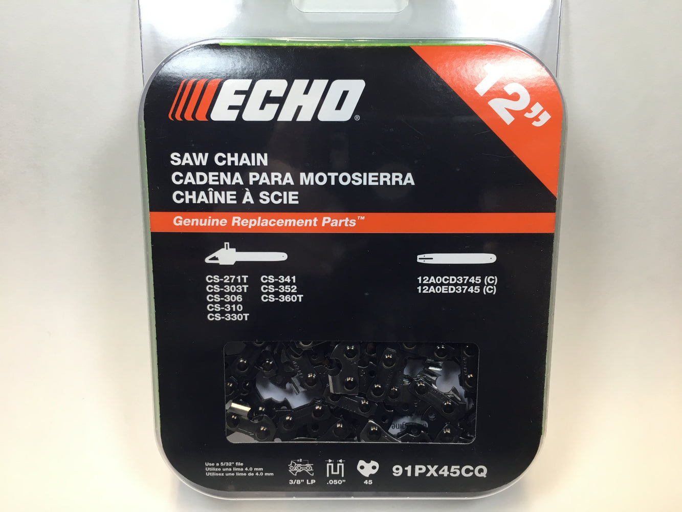 Genuine Echo 91PX45CQ 12" .050" 3/8" Low Pro 91PX Chainsaw Chain Loop