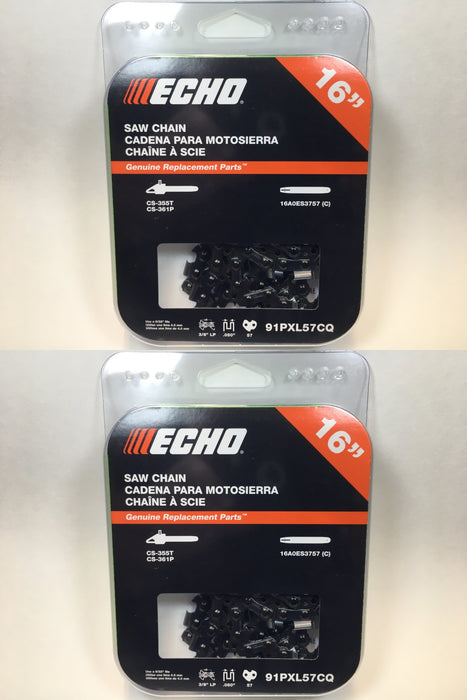 2 PK Genuine Echo 91PXL57CQ 16" .050" 3/8" Low Pro 91PX Chainsaw Chain Loop