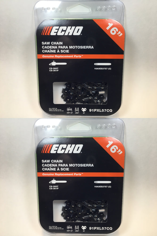 2 PK Genuine Echo 91PXL57CQ 16" .050" 3/8" Low Pro 91PX Chainsaw Chain Loop