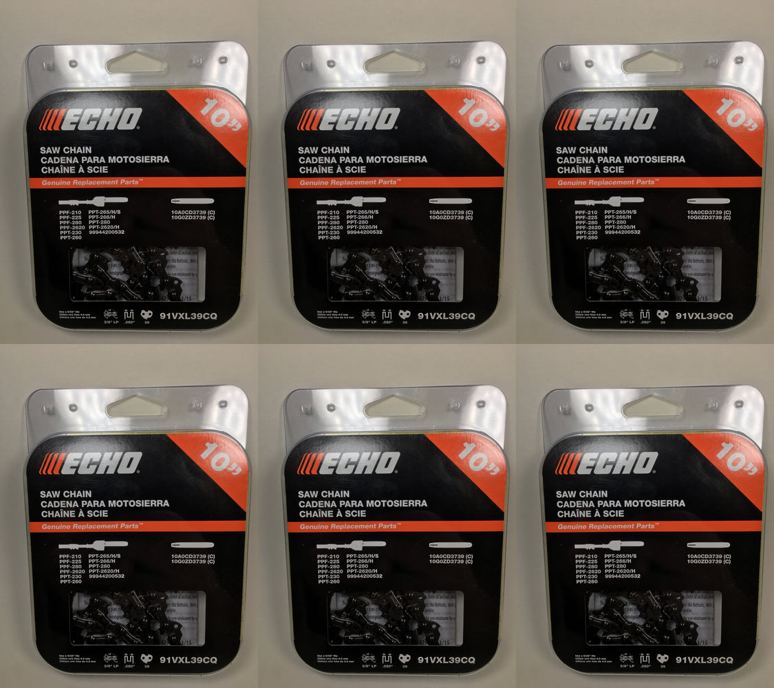 6 Echo 91VXL39CQ 10" 3/8" .050" 39 DL Chains PPF210 PPF211 PPT230 PAS230 PPT266