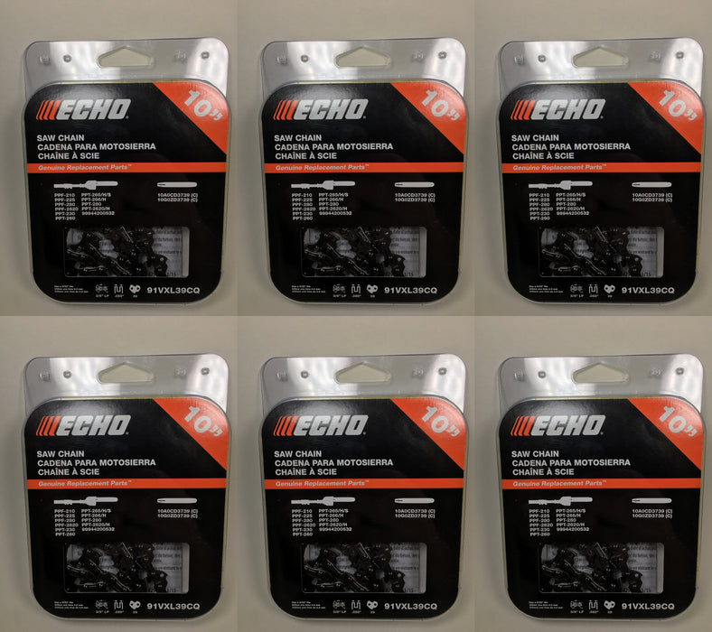 6 Echo 91VXL39CQ 10" 3/8" .050" 39 DL Chains PPF210 PPF211 PPT230 PAS230 PPT266
