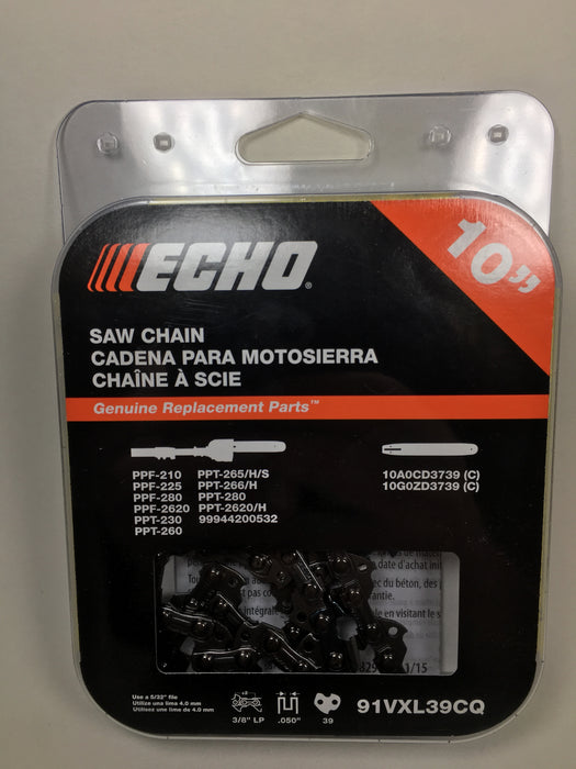 OEM Echo 91VXL39CQ 10" 3/8" .050" 39 DL Chain PPF210 PPF211 PPT230 PAS230 PPT266