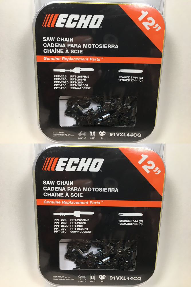 2 PK Genuine Echo 91VXL44CQ 3/8" .050" 44 DL Low Profile Saw Chain Loop OEM