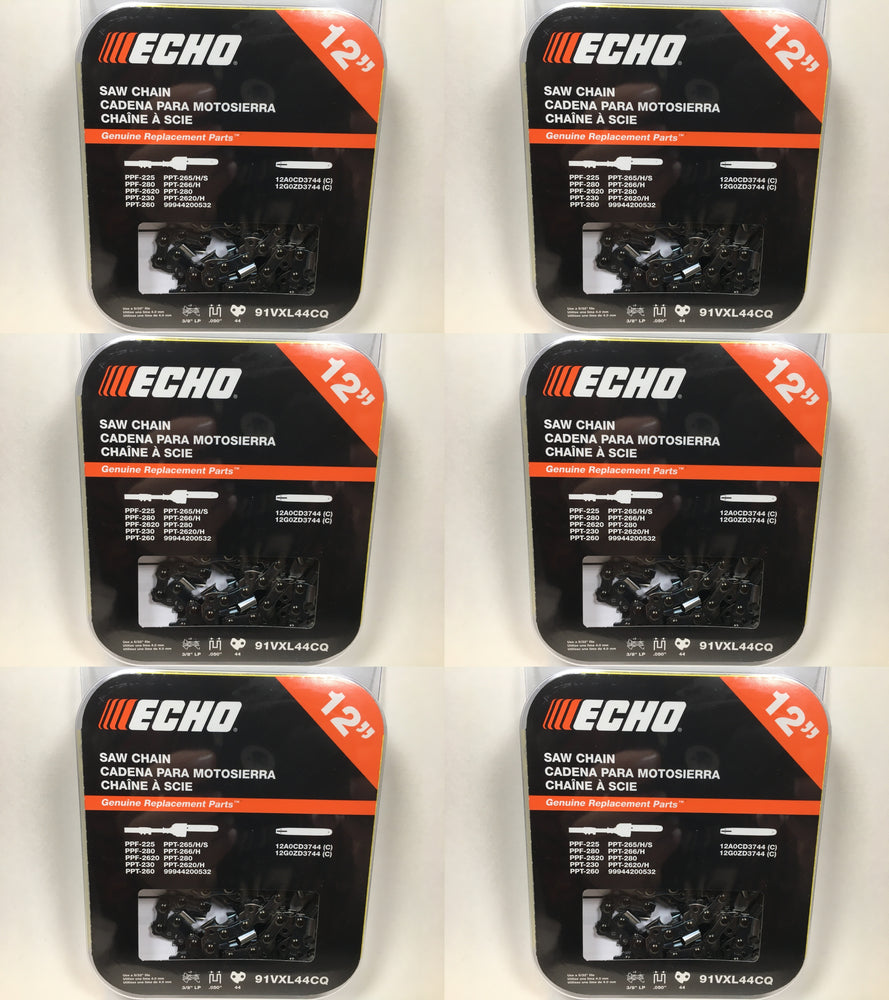 6 PK Genuine Echo 91VXL44CQ 3/8" .050" 44 DL Low Profile Saw Chain Loop OEM