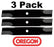 3 Pack Oregon 92-118 High Lift Mower Blade for John Deere M144652 54" Z Trak