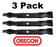 3 Pack Oregon 95-045 Mower Blade fits Craftsman 145708 152443 163819