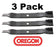 3 Pack Oregon 95-052 Mower Blade fits Craftsman 157033 170698 176084