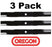 3 Pack Oregon 95-086 Mower Blade Fits Kees 539113312