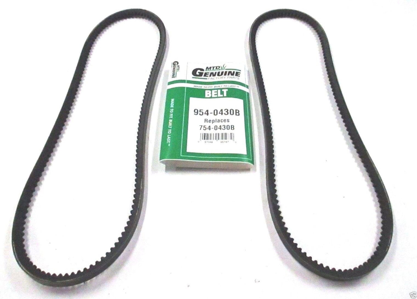 Genuine MTD 954-0430B Set of 2 Cogged Auger Belts Replaces 754-0430B OEM