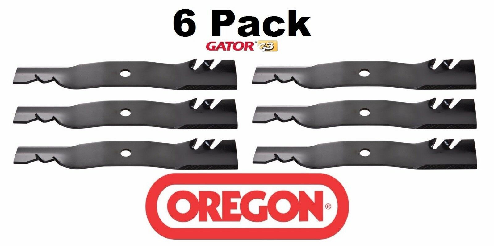 6 Pack Oregon 96-618 3-in-1 Gator Mulcher Mower Blade for John Deere M135589 48"