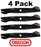 4 Pack Oregon 98-096 Mower Blade Fits Craftsman 942-04244A 942-04290