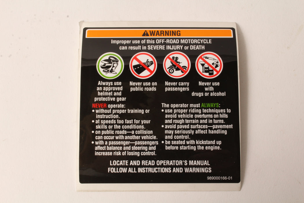 Genuine Baja Motorsports 989000166 Engine Danger Label