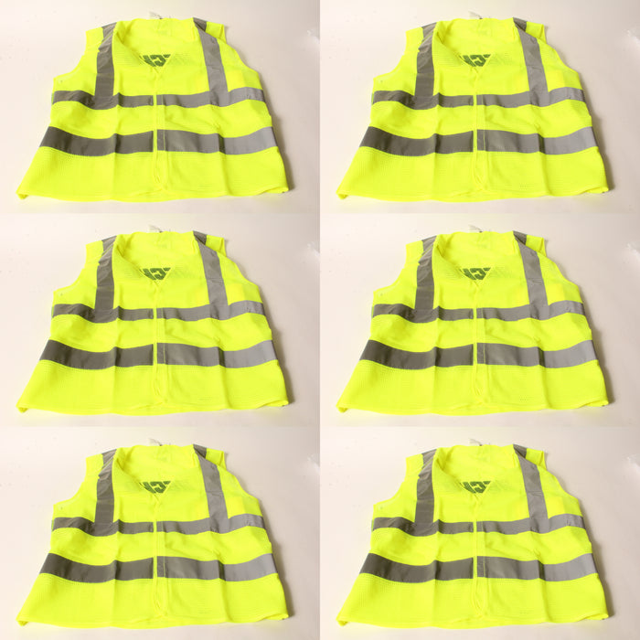 6 PK Genuine Echo 99988801400 High Visibility Safety Vest Large Neon Yellow