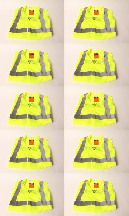 10 PK Echo 99988801401 High Visibility Safety Vest X-Large Neon Yellow XL