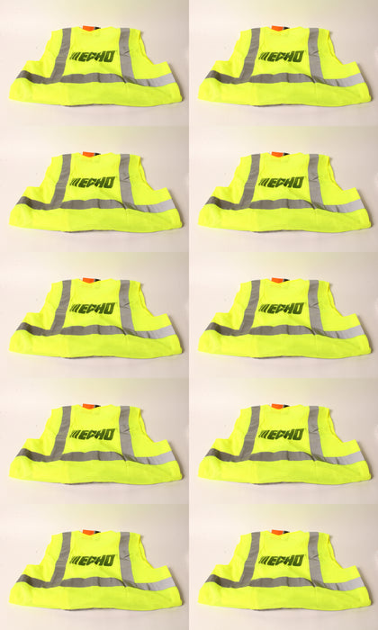 10 PK Echo 99988801401 High Visibility Safety Vest X-Large Neon Yellow XL