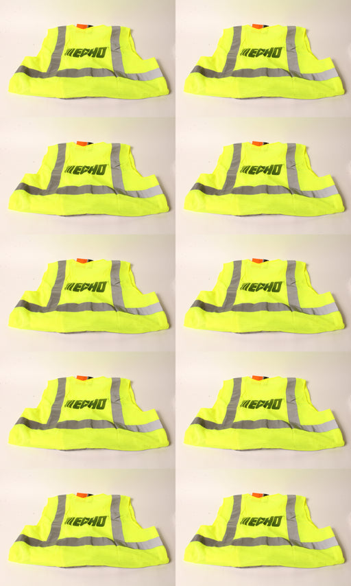 10 PK Echo 99988801401 High Visibility Safety Vest X-Large Neon Yellow XL