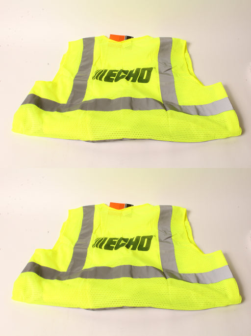 2 PK Genuine Echo 99988801401 High Visibility Safety Vest X-Large Neon Yellow XL