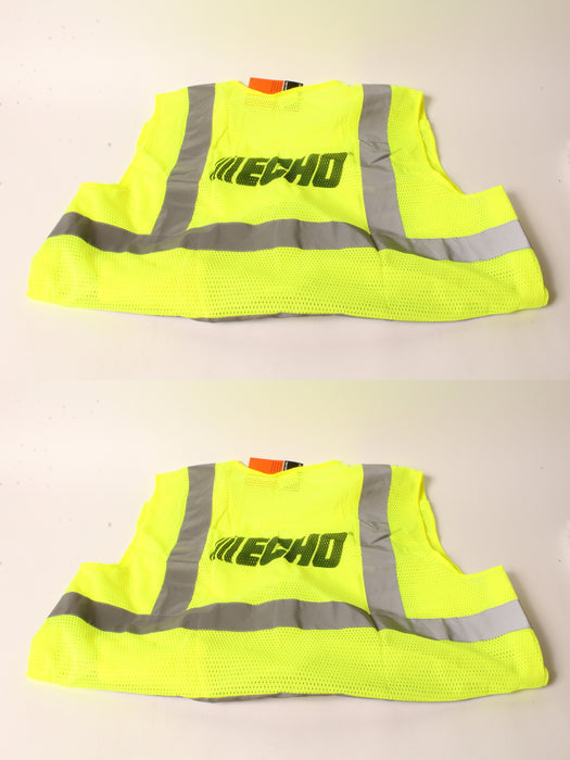 2 PK Genuine Echo 99988801401 High Visibility Safety Vest X-Large Neon Yellow XL