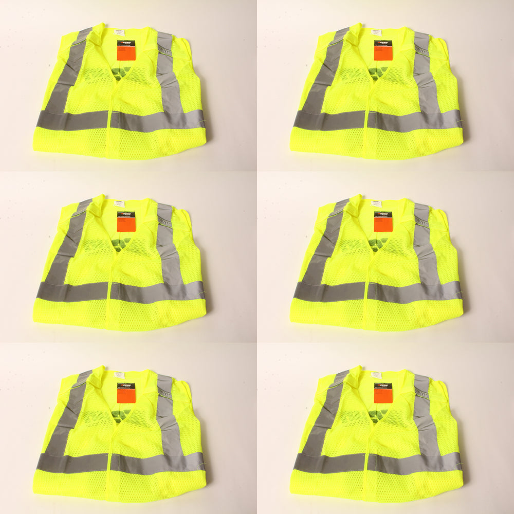 6 PK Genuine Echo 99988801401 High Visibility Safety Vest X-Large Neon Yellow XL