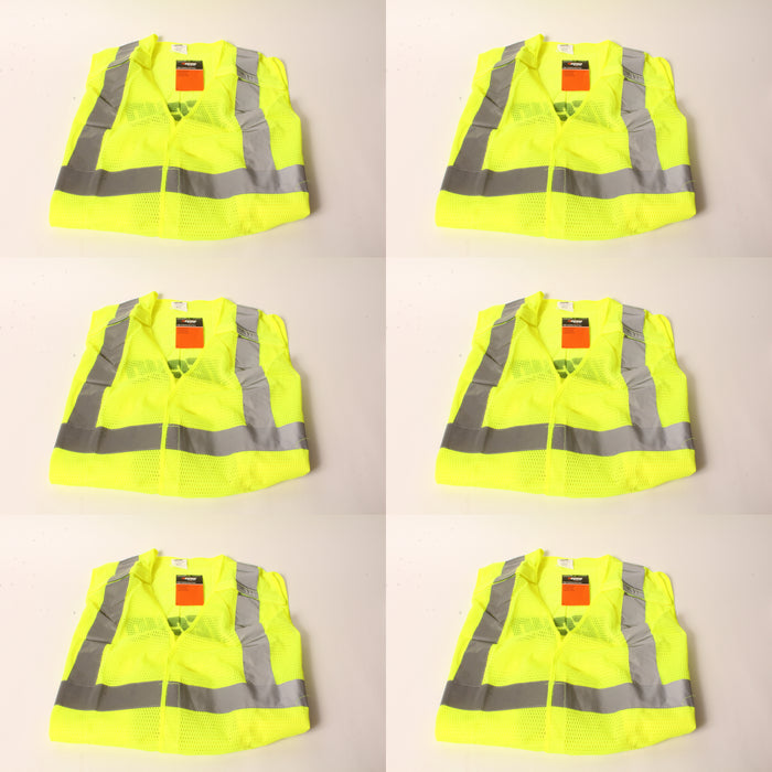 6 PK Genuine Echo 99988801401 High Visibility Safety Vest X-Large Neon Yellow XL