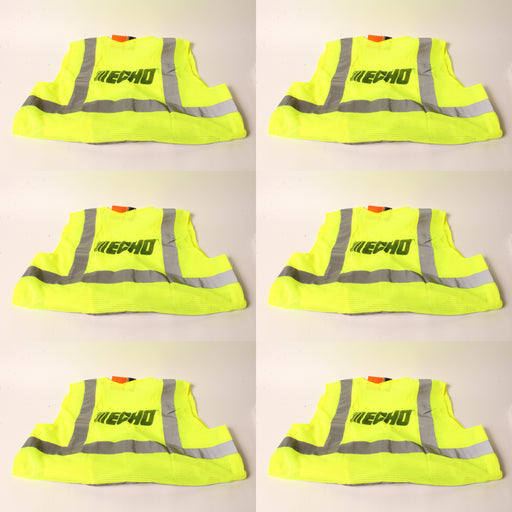 6 PK Genuine Echo 99988801401 High Visibility Safety Vest X-Large Neon Yellow XL