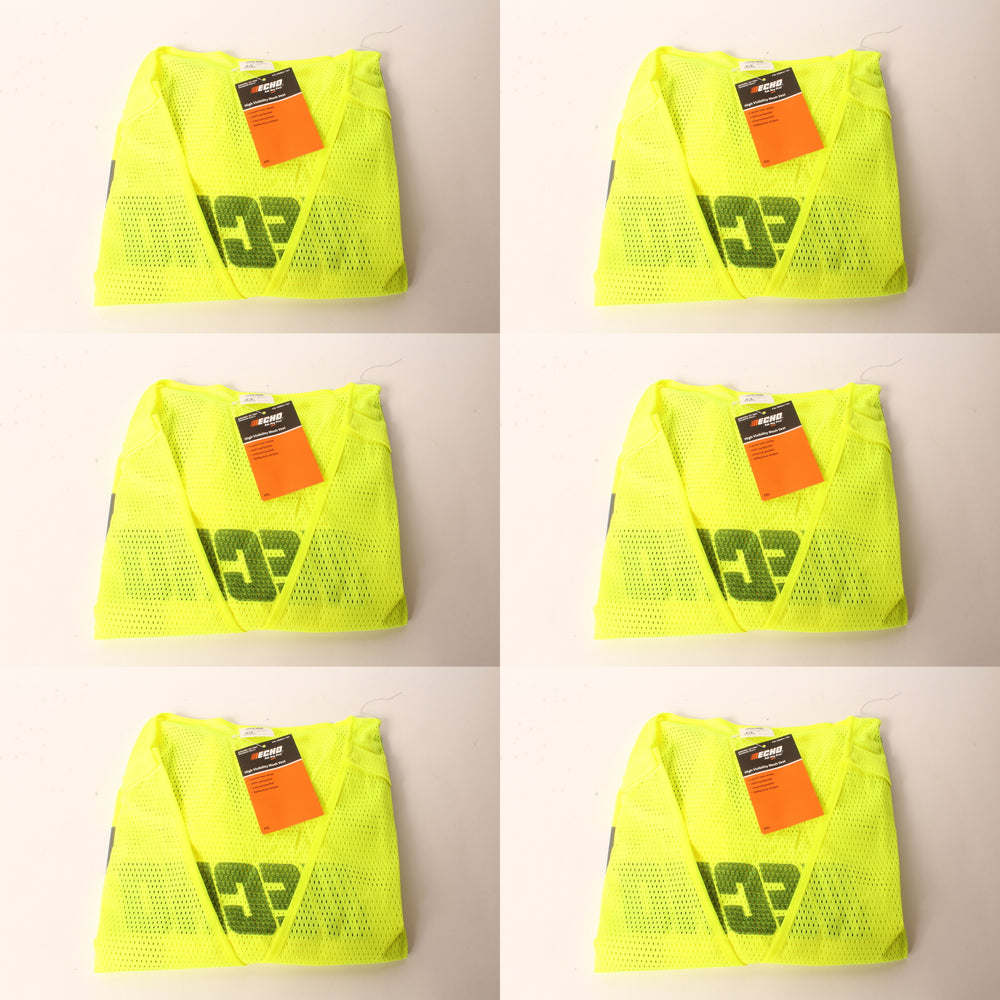 6 PK Echo 99988801402 High Visibility Safety Vest XX-Large Neon Yellow XXL