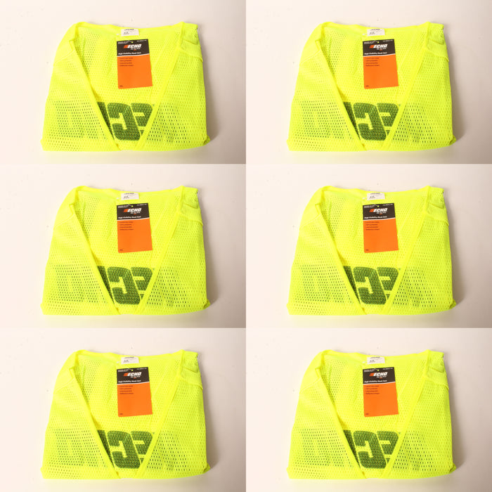 6 PK Echo 99988801402 High Visibility Safety Vest XX-Large Neon Yellow XXL