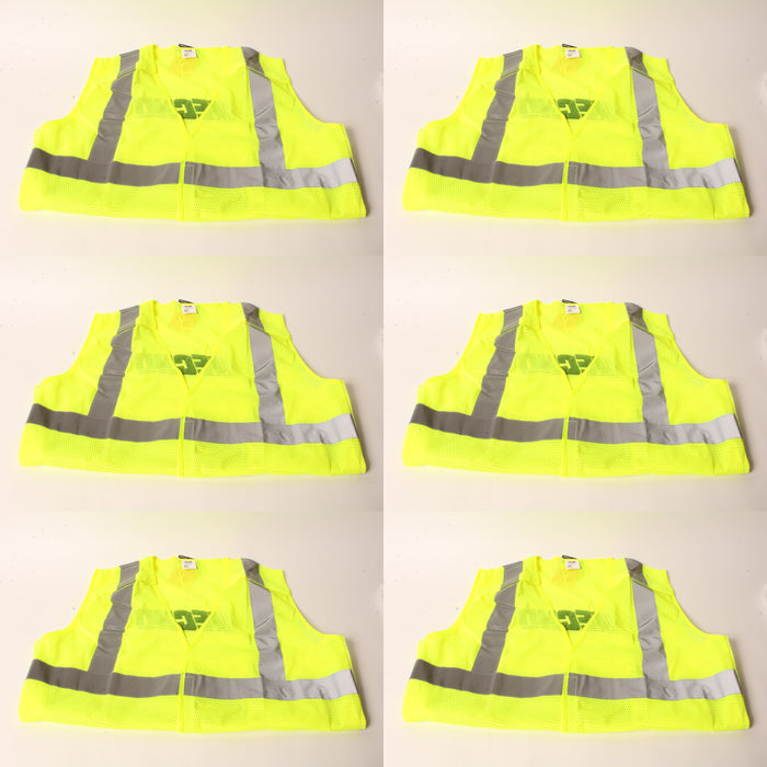 6 PK Echo 99988801402 High Visibility Safety Vest XX-Large Neon Yellow XXL