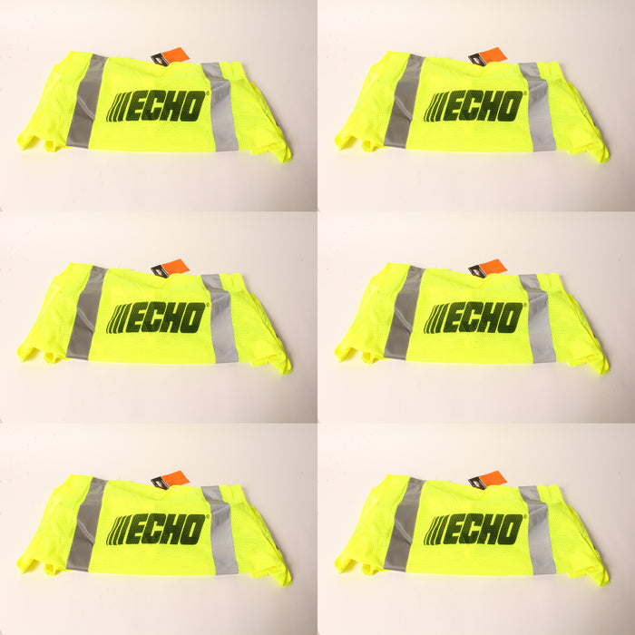 6 PK Echo 99988801402 High Visibility Safety Vest XX-Large Neon Yellow XXL