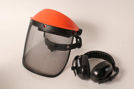 Echo Brushcutter Face & Hearing Safety System Steel Mesh Visor Flex Ear Cups