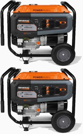 2 Pack of Generac GP6500 Manual Start Portable Generators w/ 25' 20 Amp Cord