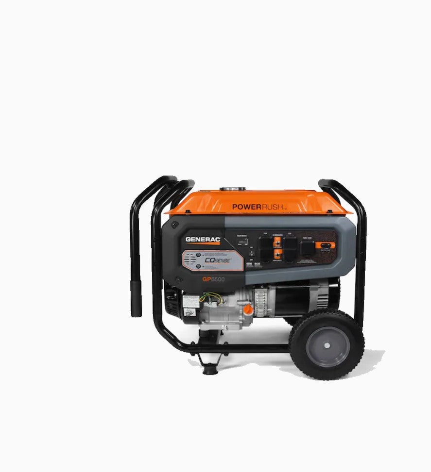 Generac GP6500 Manual Start Portable Generator w/ 25' 20 Amp Cord & CO-Sense