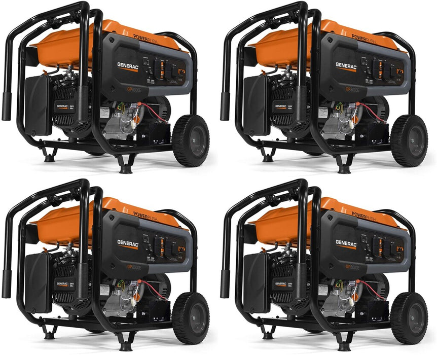 4 Pack of Generac GP8000E COsense Portable Generators Electric Start PowerRush