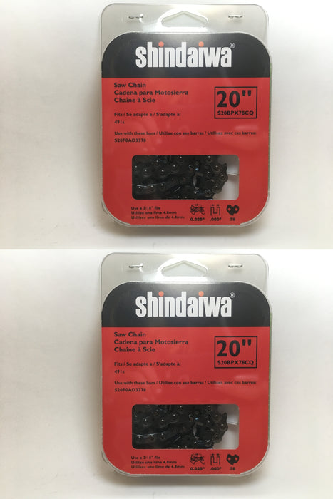 2 PK Genuine Shindaiwa S20BPX78CQ 20" .325" .050" 78 DL Saw Chain Loop OEM