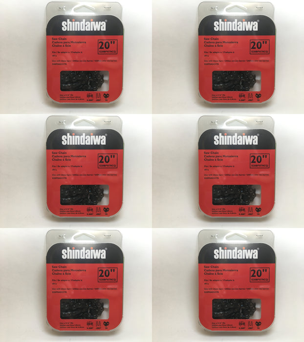 6 PK Genuine Shindaiwa S20BPX78CQ 20" .325" .050" 78 DL Saw Chain Loop OEM