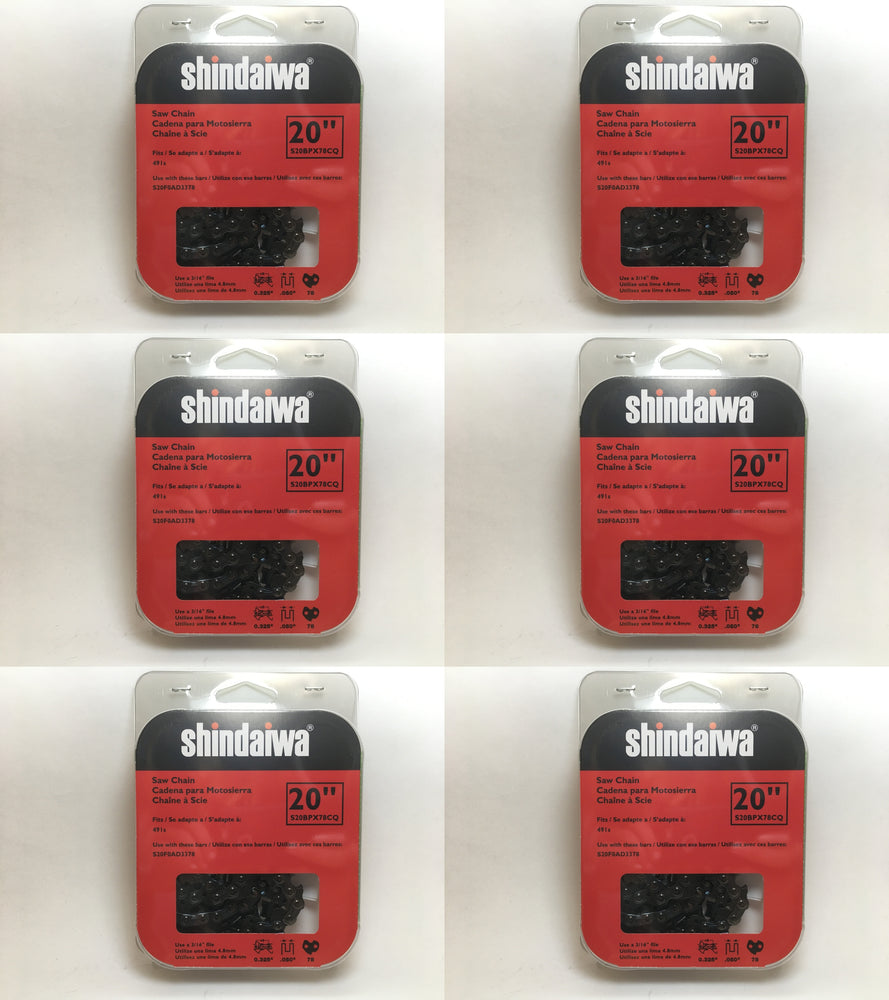 6 PK Genuine Shindaiwa S20BPX78CQ 20" .325" .050" 78 DL Saw Chain Loop OEM