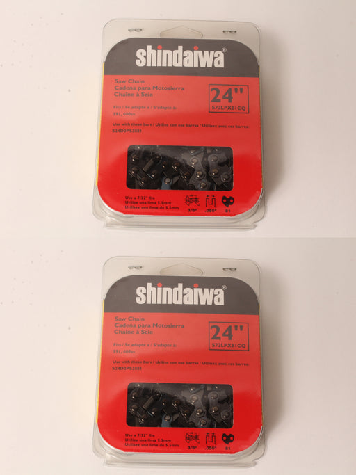 2 PK Genuine Shindaiwa S72LPX81CQ 24" 3/8" .050" 81 DL Saw Chain Loop OEM